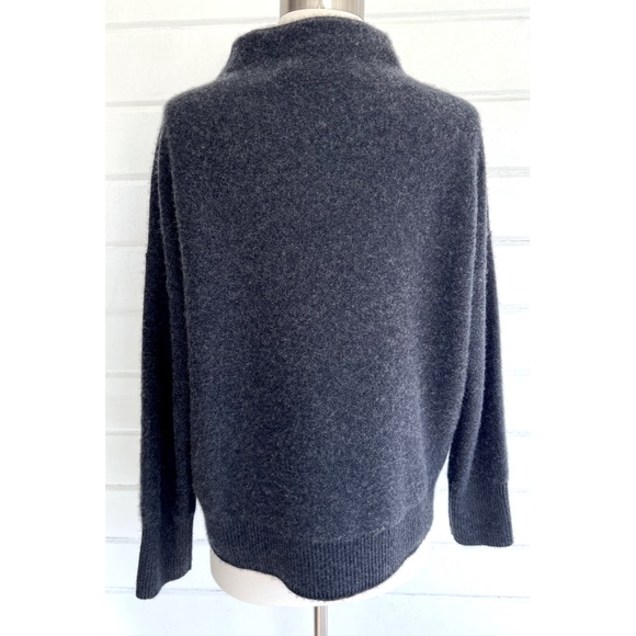 VINCE Dark Gray Brushed Cashmere Funnel Neck Sweater - XS - Picture 4 of 11
